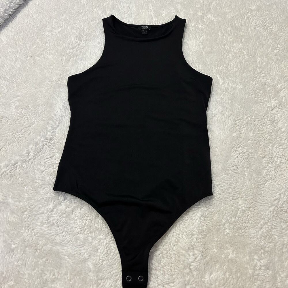 Express Women’s Body Contour Bodysuit Sz S Black Business Core Preppy Minimalist